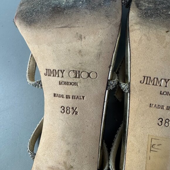 Jimmy Choo London Glitter Glitter Accents Slingback Sandals, Size 38.5 - Picture 8 of 11